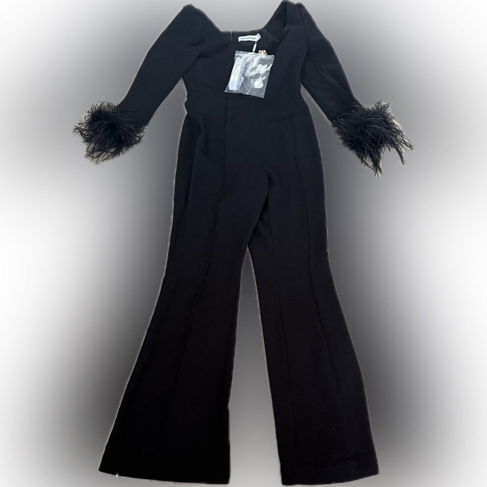 Self Portrait Black crepe feather Women's Jumpsuit, NWT, size 6 sold out online - Picture 7 of 8